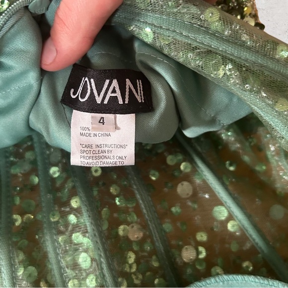 Jovani Green Sequin Beaded Prom Dress Mermaid Style Corset Top and Tulle Sz 4 - Picture 13 of 15
